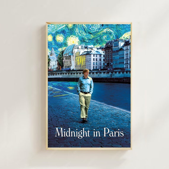 Midnight in Paris Movie Poster: Vintage Art Print on Canvas,room