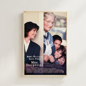 Mrs. Doubtfire Movie Poster: Vintage Canvas Art Print,Room decor,Wall Art,Poster Gift,Film Fan Collection