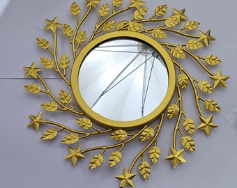 Metal floral gold mirror
