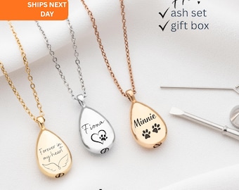 Teardrop Urn Necklace Ash Holder Necklace Cremation Jewelry Human Ashes Necklace Pet Loss Necklace