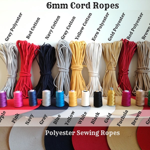Cordon en coton tressé de 6mm, jaune, marine, gris, corde de 6mm pour l'artisanat, corde pour les loisirs