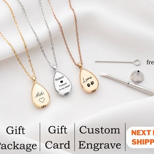 Teardrop Urn Necklace Ash Holder Necklace Cremation Jewelry Human Ashes Necklace Pet Loss Necklace