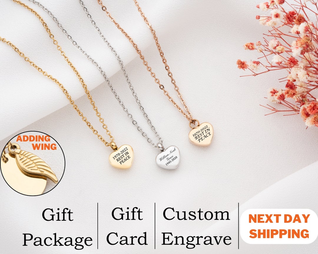 Cremation Jewelry Custom Heart Urn Necklace for Human Ashes ...