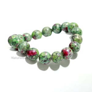 Ruby Zoisite Bracelet • Natural Ruby in Zoisite • Healing Crystal Beaded Bracelet • Boho Stretch Gemstone Jewelry • Gift for Her