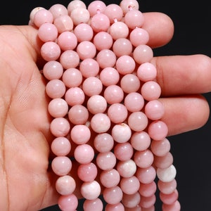 Roze opaal gladde edelsteen ronde kralen, 8 mm opaal kralen, groothandel bulkkralen leverancier, 15,5 &#39;&#39; inch volledige streng, roze opaal handgemaakte armband