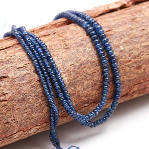Natural Blue Kyanite Beads • Smooth Round Strand for Necklace • Healing Crystal Jewelry • Raw Kyanite Gemstone Beads • September Birthstone