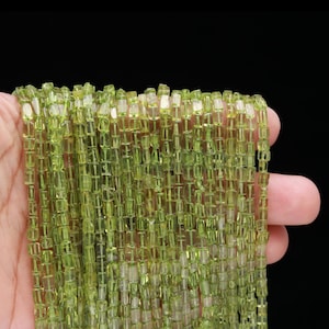 Natural Peridot Rectangle Cube Beads, Green Gemstone Strand, Healing Crystal Beads for DIY Necklace Bracelet Jewelry Making