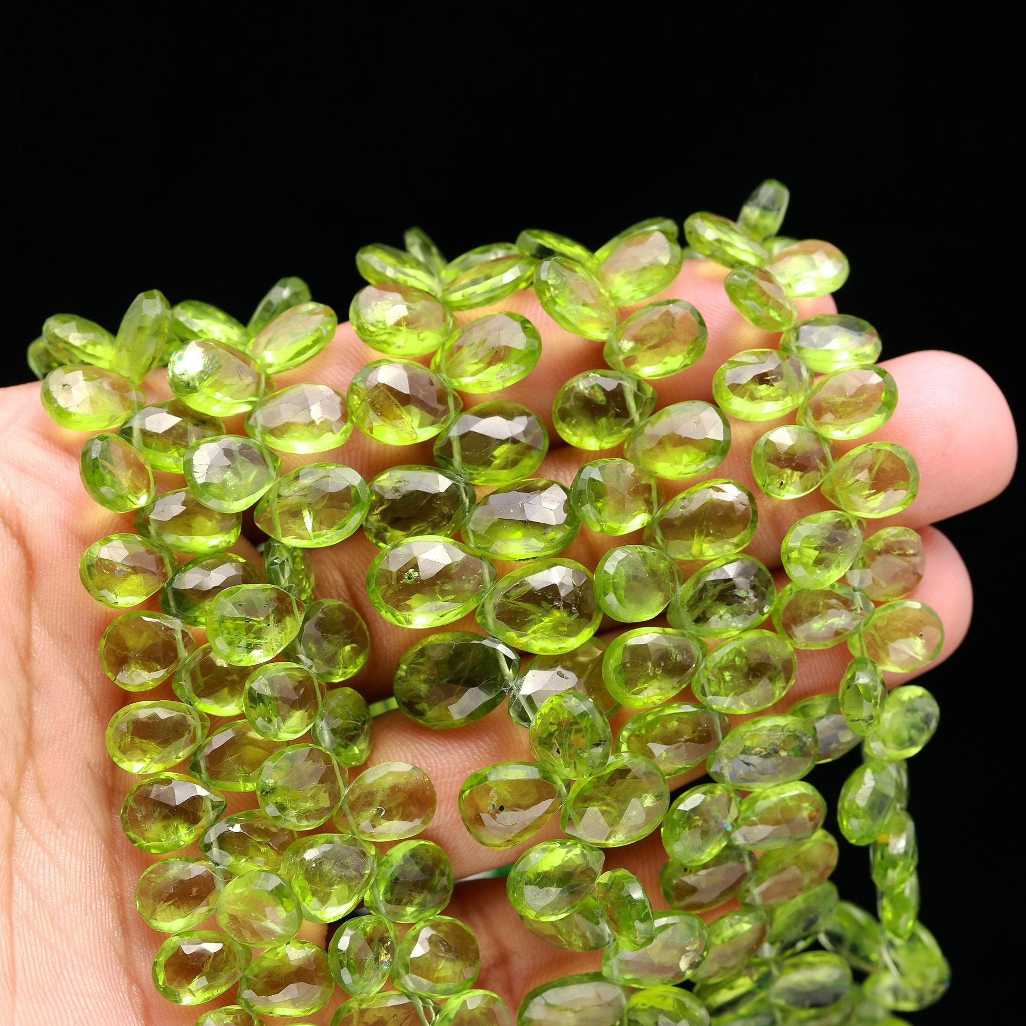 Natural Peridot Faceted Pear Shape Beads, Peridot Briolette, Peridot ...