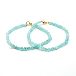 Aquamarine Bracelet | Natural Blue Crystal Healing Jewelry | Faceted Gemstone Bracelet for Women Men | March Birthstone Gift