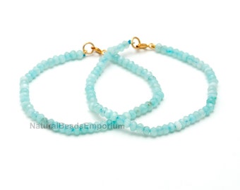 Aquamarin Armband | Natürlicher blauer Kristall-Heilschmuck | Facettiertes Edelstein Armband für Damen Herren | März Geburtsstein Geschenk