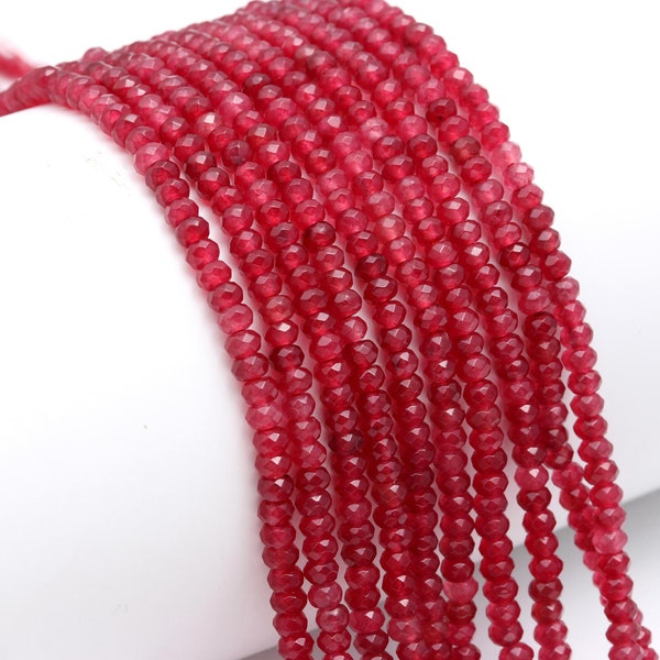 Red Quartz Faceted Rondelle Beads, Wholesale Bulk Beads Supplier, 4mm Quartz Stone Beads Strands, Necklace, Bracelets Making Beads,