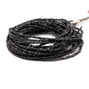 Perline di diamante grezzo nero non tagliato da 2 a 3 mm, filo di perline di diamante grezzo grezzo AAA+ al 100% naturale, regali fatti a mano, gioielli con diamanti, regalo per lei