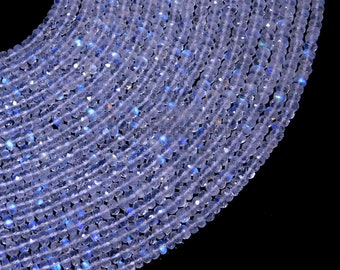 AAA quality Rainbow moonstone faceted rondelle beads, Moonstone rondelle beads Flashy Moonstone rondelle bead 4-4.5mm Rainbow Moonstone bead