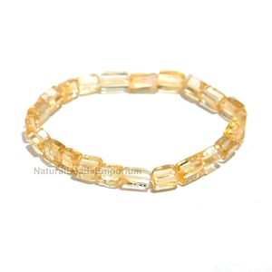 Citrin Stein Armband - Natürliches Quadrat Gelb Kristall 5X7 / 8 x 7 mm Edelstein Stretch Armband - Spirituelle Heilung Armbänder Geschenk Für Sie