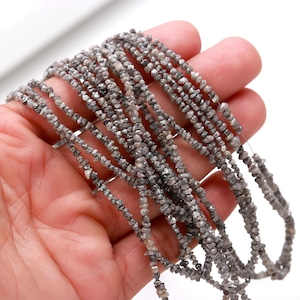 Filo di perline di diamanti RAW grigio scuro, qualità AAA+ BESTSELLER Fantasia naturale grigio non tagliato con diamanti grezzi gioielli fatti a mano, regalo di compleanno per lei