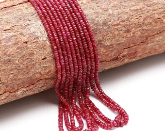 Natural Ruby Faceted Rondelle Beads – Genuine Red Ruby Gemstone Beads for Jewelry Making, Healing Crystals, July Birthstone