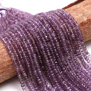 Amethyst Faceted Rondelle Beads Strand | Natural Purple Gemstone Beads for Jewelry Making | Healing Crystal Beads | DIY Jewelry Supply