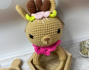 Crochet deer rattle