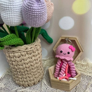 Crochet Jellyfish keychain.