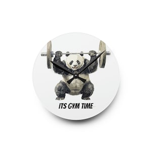 Regalo de gimnasio, reloj de pared acrílico Gym Time Panda