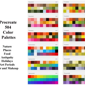 504 color palettes Procreate, Procreate Color Palette, unique Color Palette Procreate, bundle color palettes iPad Procreate