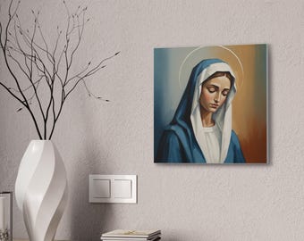 Portrait de la Vierge Marie sur toile tendue | Art mural religieux, tableau Madonna