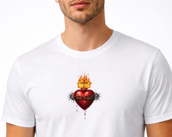 T-shirt unisexe Sacré-Cœur de Jésus, T-shirt chrétien catholique, T-shirt du Sacré-Cœur de Jésus, T-shirt foi religieuse, Cadeau catholique, T-shirt chrétien