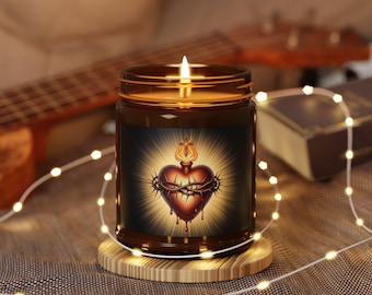 Bougie du Sacré-Cœur, Bougie de prière chrétienne catholique, Cadeau de dévotion du Sacré-Cœur de Jésus, Décoration d'intérieur religieuse