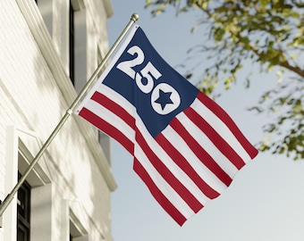 Drapeau recto-verso 250e anniversaire des États-Unis 1776-2026 | Drapeau d'extérieur patriotique du jour de l'indépendance | Bannière américaine des 250 ans