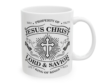 tasse de seigneur de sauveur de Jésus | Tasse en céramique de typographie de foi chrétienne