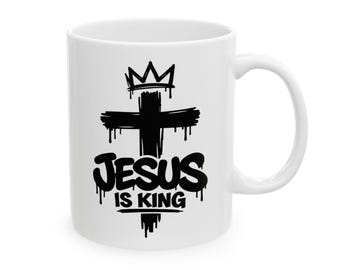 Tasse Jésus est roi - tasse à café chrétienne avec motif croix - cadeau foi pour lui elle - tasse verset biblique religieux - cadeau chrétien gospel