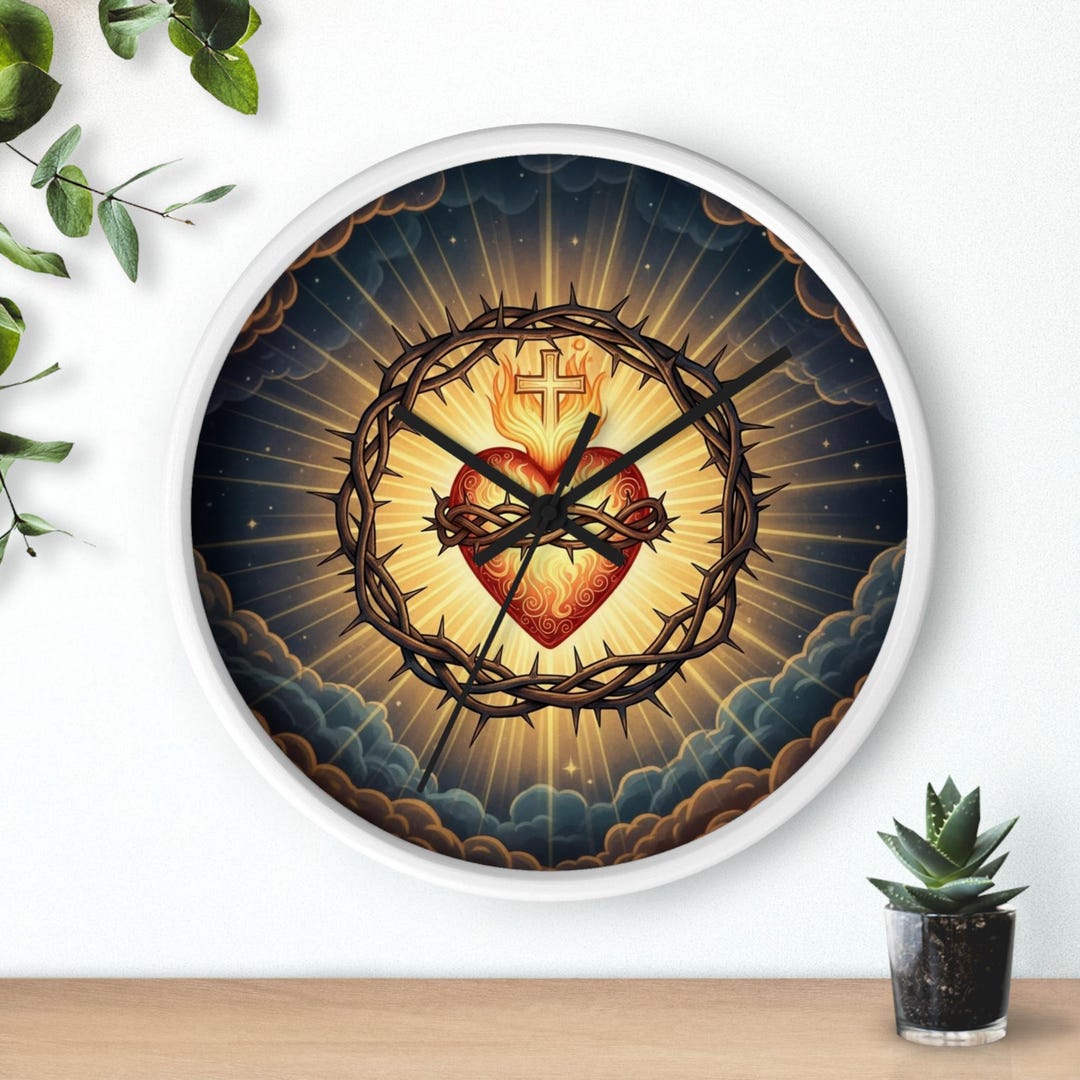 Sacred Heart Wall Clock, Christian Wall Decor, Catholic Religious Clock ...