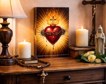 Bloc acrylique Sacré-Cœur, Décoration religieuse catholique, Cadeau chrétien, Art du Sacré-Cœur de Jésus, Décoration de salle de prière