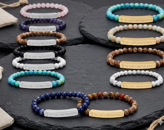 Bracelet croix chiffres romains personnalisé, bracelet chrétien avec date personnalisée, bracelet de perles foi, cadeau commémoratif, bracelet barre gravée