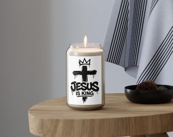 Bougie Jésus est roi | Bougie de soja parfumée 13,75 oz
