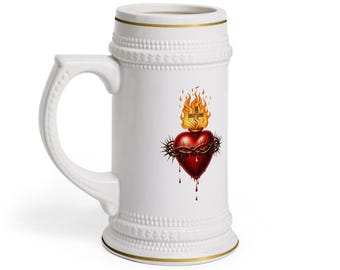 Tasse en céramique sacré-coeur, tasse croix coeur brûlant, tasse cadeau chrétien, tasse à café religieuse, conception de coeur de Jésus, verres foi