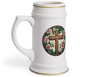 Mug en céramique croix vitrail, cadeau chrétien, tasse à café religieuse, verres croix vintage, cadeau spirituel pour lui, décoration foi de Pâques