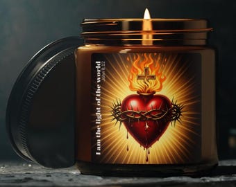 Bougie du Sacré-Cœur, Bougie de prière catholique, Bougie de dévotion chrétienne, Bougie d'autel religieux, Cadeau du Sacré-Cœur de Jésus, Décoration d'intérieur foi