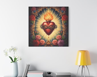 Toile d'art mural sacré-coeur, art catholique religieux, impression vintage sacré-coeur, décoration d'intérieur spirituelle