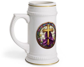 Mug en céramique croix vitrail, cadeau chrétien, tasse à café religieuse, verres croix vintage, cadeau spirituel pour lui, décoration foi de Pâques