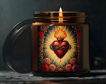 Bougie du Sacré-Cœur, Bougie de prière chrétienne catholique, Cadeau de dévotion du Sacré-Cœur de Jésus, Décoration d'intérieur religieuse