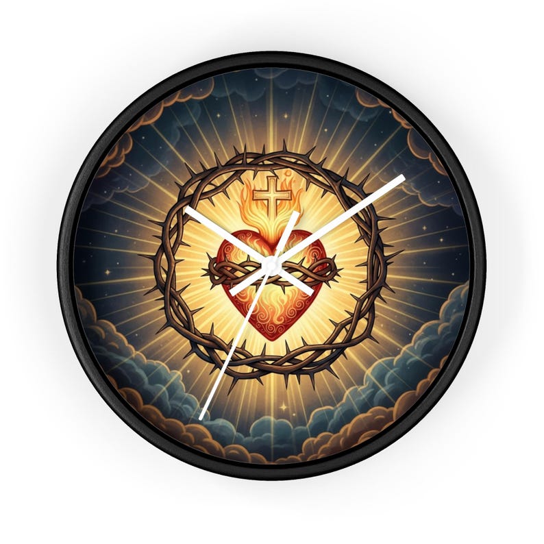 Sacred Heart Wall Clock, Christian Wall Decor, Catholic Religious Clock ...