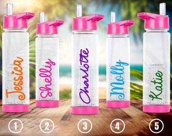 PINK Personalised Fruit Infuser Water Bottle, Water Bottle, Reusable, Perfect for Hen Party, Gift, Gym, Summer, Christmas, 740ML
