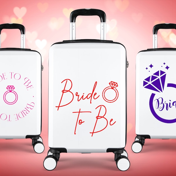 Personalised Bride To Be Suitcase, Cabin and Check-In Luggage SET, Small, Large, Perfect for Holiday, Travel, Vacation, Gift, Wedding, Bride