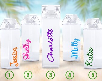 Personalised Milk Carton Retro Water Bottle, Water Bottle, Reusable, Perfect for Hen Party, Gift, Gym, Summer, Christmas