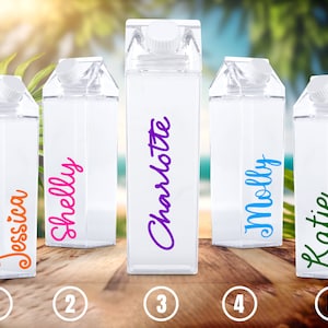 Personalised Milk Carton Retro Water Bottle, Water Bottle, Reusable, Perfect for Hen Party, Gift, Gym, Summer, Christmas, 500ML