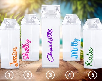 Personalised Milk Carton Retro Water Bottle, Water Bottle, Reusable, Perfect for Hen Party, Gift, Gym, Summer, Christmas, 500ML