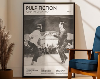 Pulp Fiction Inspired Movie Poster: Cinema Film Art Print, Pencil Sketch Style Design
