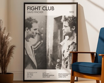 Fight Club Inspired Movie Poster: Cinema Film Art Print, Pencil Sketch Style Design