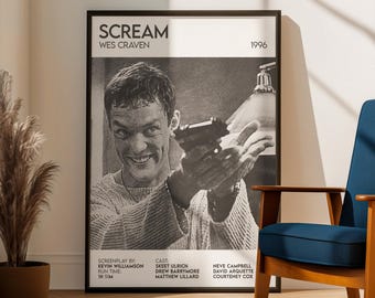 Scream Inspired Movie Poster: Cinema Horror Film Art Print, Pencil Sketch Style Design